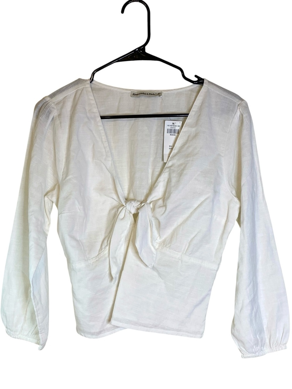 Abercrombie & Fitch White Linen Tie Front Sheer Coastal Cowgirl Blouse Women’s M
